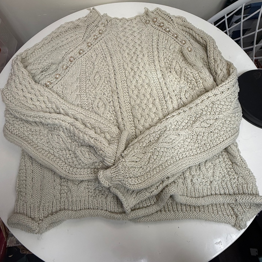 POL Cream and Pearl Knit Sweater